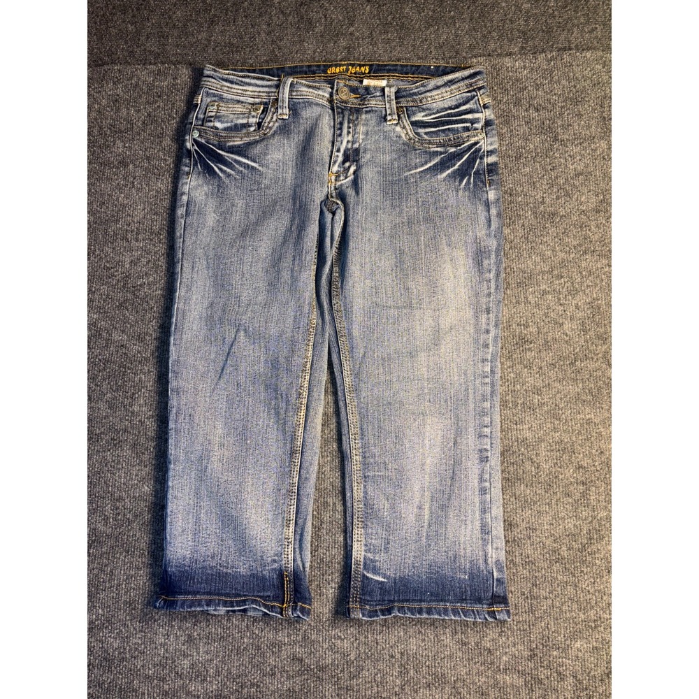 Crest Cropped Jeans Girls 7/8 Blue Denim Stretch Flat Front Straight Leg Caprice